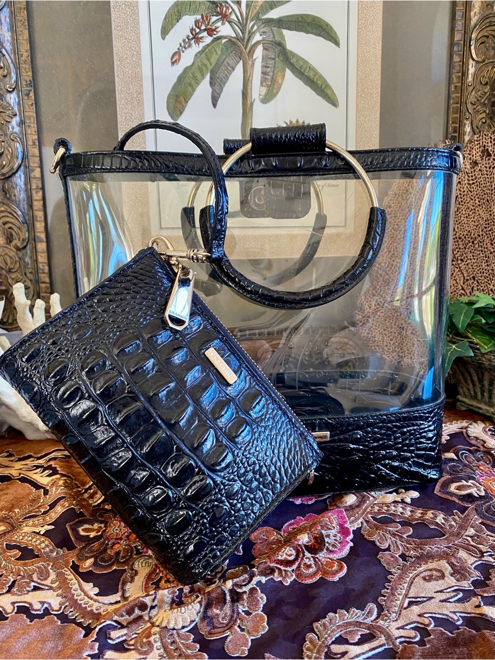 🕷️🕸️2 pc BRAHMIN HAYDEN CLEAR TOTE with REMOVABLE POUCH